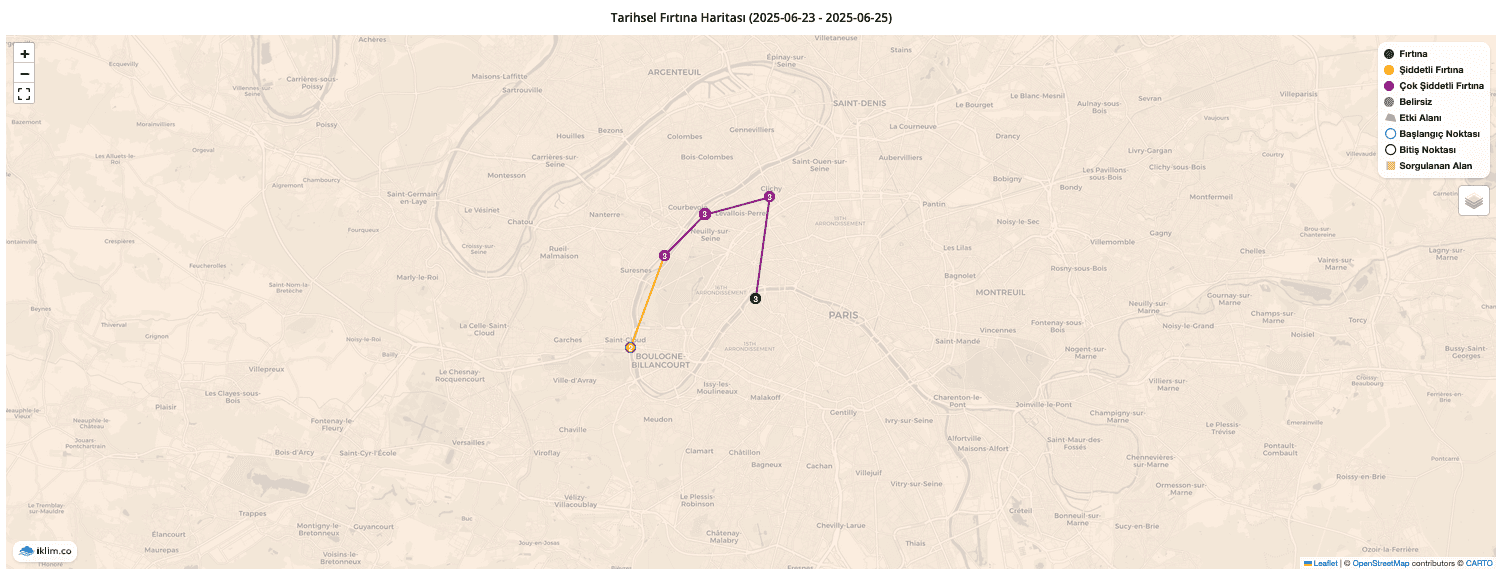 Paris Storm Path, affected 500km2