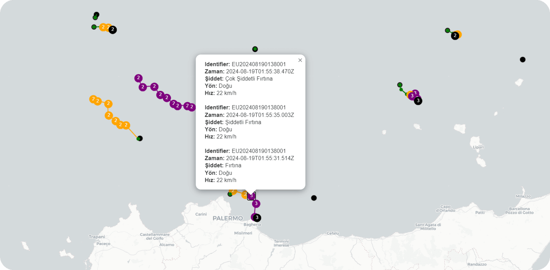 Fırtına gece 1:55'te yatın bulunduğu noktaya ulaştı.